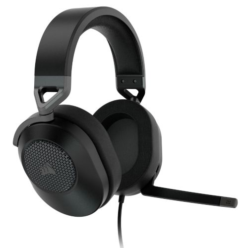 Corsair HS65 Surround Gaming Headset, 3.5mm Jack (USB Adapter), 7.1 Surround, Flip-To-Mute Mic, SoundID Customisation, Carbon-Headsets-Gigante Computers
