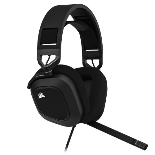 Corsair HS80 RGB Wired Gaming Headset, USB, 7.1 Surround, Flip-To-Mute Mic, Broadcast-Grade Mic, RGB Logo, Carbon-Headsets-Gigante Computers