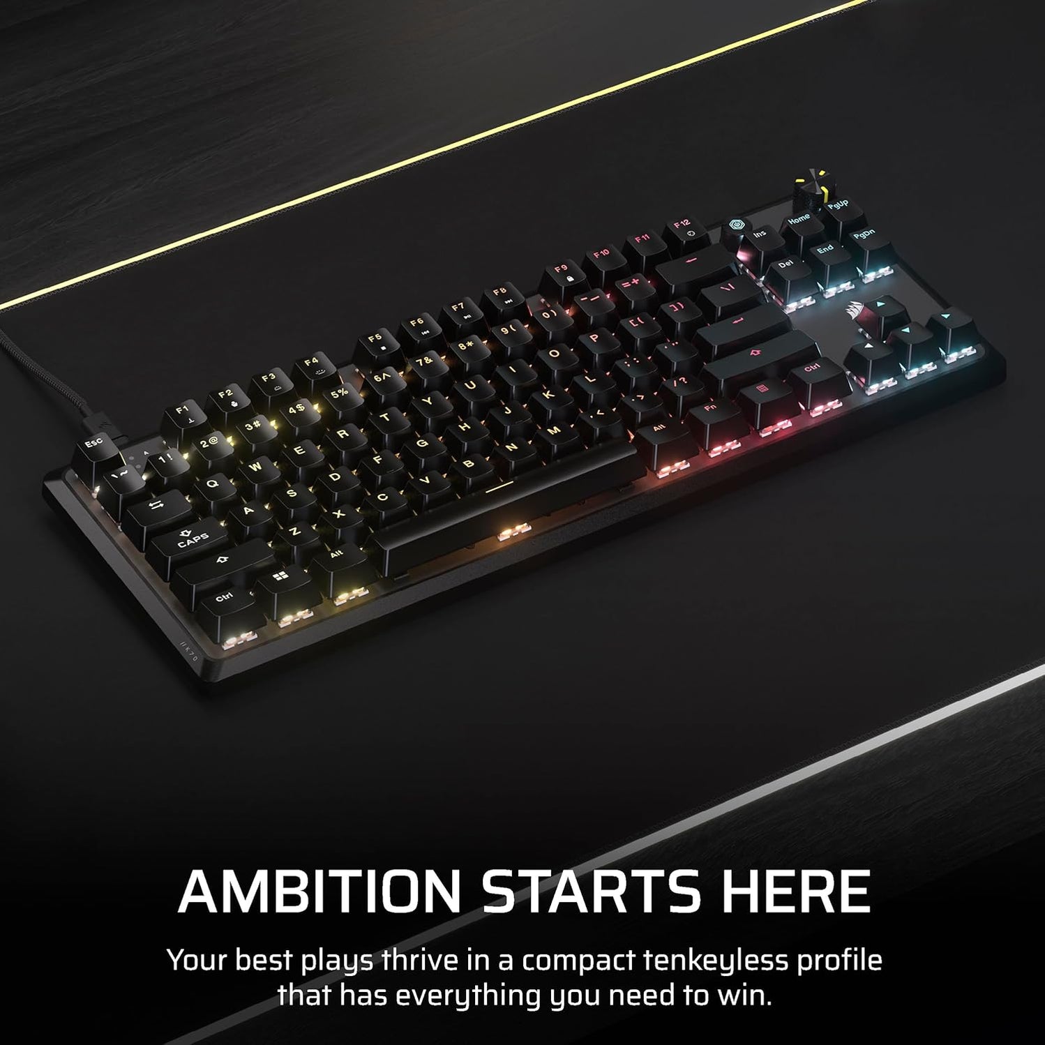 Corsair K70 CORE TKL RGB Mechanical Gaming Keyboard, USB, Red Linear S ...