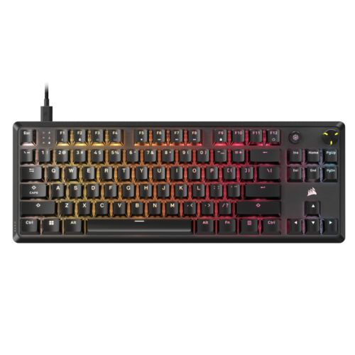 Corsair K70 CORE TKL RGB Mechanical Gaming Keyboard, USB, Red Linear Switches, Sound Dampening, Rotary Dial, Aluminium Top Plate, Black-Keyboards-Gigante Computers