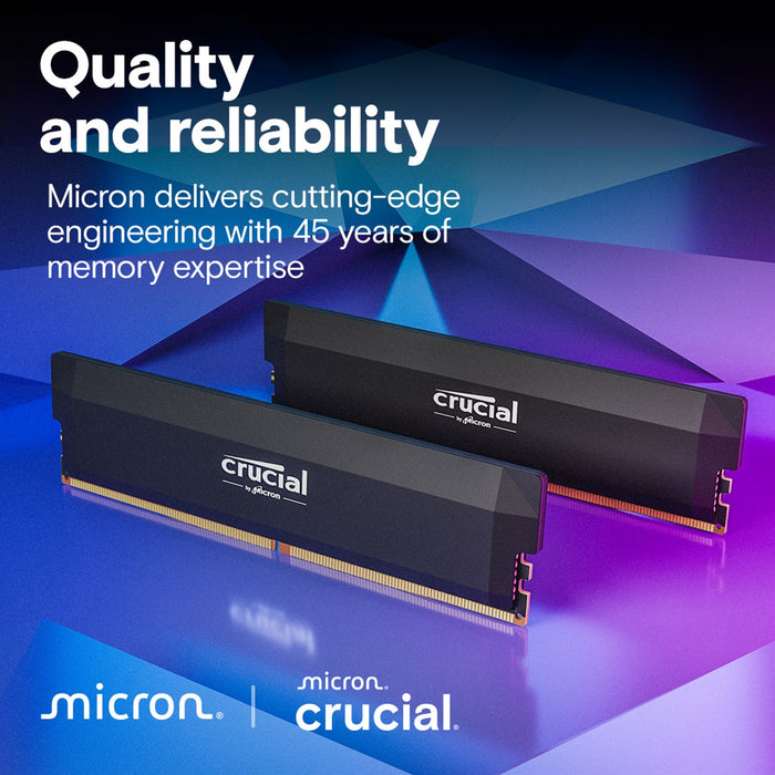 Crucial Pro (CP16G60C36U5B) DDR5-600 16BG UDIMM OC Gaming Memory ,Sequential Write up to 6,000 MB/s, Sequential Read up to 6,400 MB/s-Memory-Gigante Computers