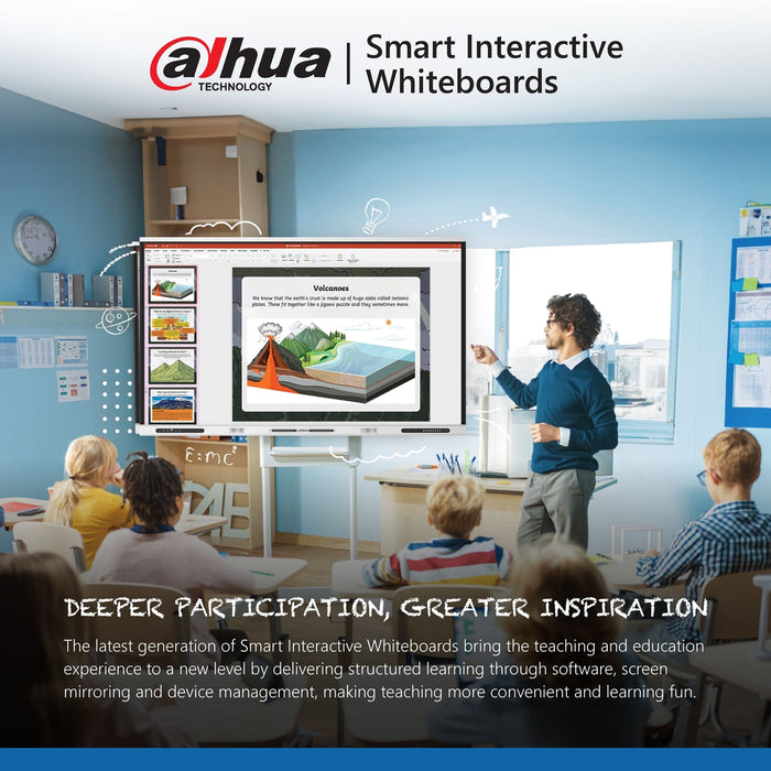 Dahua DeepHub Interactice Smart Whiteboard 75 Inch Smart Interactive Whiteboard, 4K Display, Android 11, 8 Physical Buttons, HDMI, USB Type-C, Ethernet-Monitors-Gigante Computers