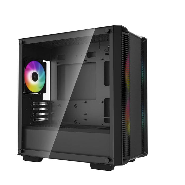 DeepCool CC360 ARGB Micro ATX Case, with Tempered Glass Side Window Panel, 1 x USB 3.0 / 1 x USB 2.0, 4 x Expansion Slots with support for a 360mm Radiator and up to 8x 120mm Fans, Black-Cases-Gigante Computers