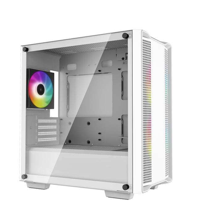 DeepCool CC360 WH ARGB Micro ATX Case, with Tempered Glass Side Window Panel, 1 x USB 3.0 / 1 x USB 2.0, 4 x Expansion Slots with support for a 360mm Radiator and up to 8x 120mm Fans, White-Cases-Gigante Computers