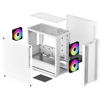 DeepCool CC360 WH ARGB Micro ATX Case, with Tempered Glass Side Window Panel, 1 x USB 3.0 / 1 x USB 2.0, 4 x Expansion Slots with support for a 360mm Radiator and up to 8x 120mm Fans, White-Cases-Gigante Computers