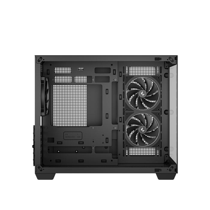 DeepCool CG330 3F ARGB Dual-Chamber Micro-ATX Tower Case, Tempered Glass Panels, 3 x 120mm ARGB Fans, USB 3.0, ITX/Micro-ATX, Black-Cases-Gigante Computers