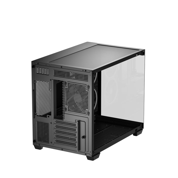 DeepCool CG330 3F ARGB Dual-Chamber Micro-ATX Tower Case, Tempered Glass Panels, 3 x 120mm ARGB Fans, USB 3.0, ITX/Micro-ATX, Black-Cases-Gigante Computers