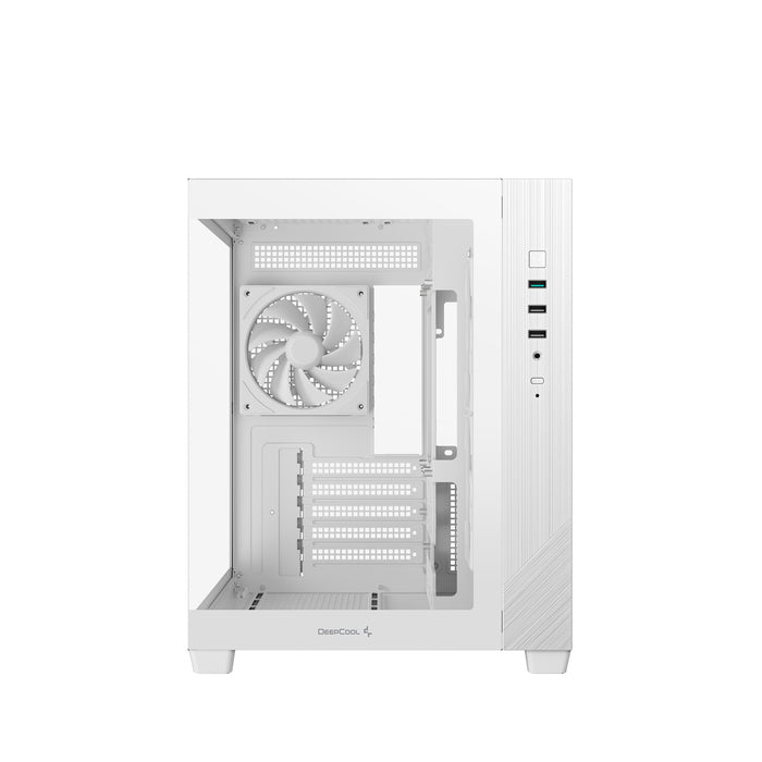 DeepCool CG330 3F ARGB Dual-Chamber Micro-ATX Tower Case, Tempered Glass Panels, 3 x 120mm ARGB Fans, USB 3.0, ITX/Micro-ATX, White-Cases-Gigante Computers