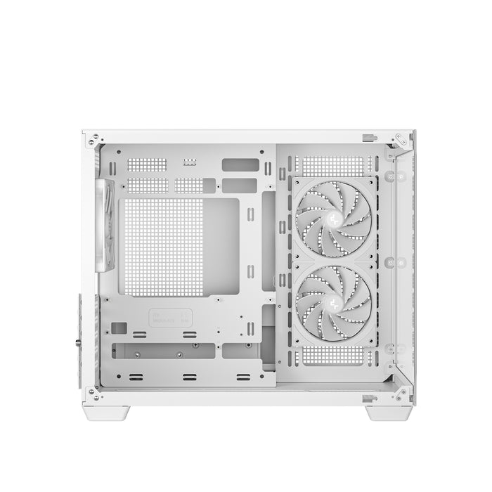 DeepCool CG330 3F ARGB Dual-Chamber Micro-ATX Tower Case, Tempered Glass Panels, 3 x 120mm ARGB Fans, USB 3.0, ITX/Micro-ATX, White-Cases-Gigante Computers