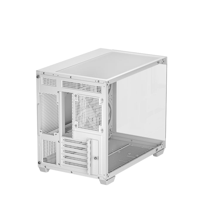 DeepCool CG330 3F ARGB Dual-Chamber Micro-ATX Tower Case, Tempered Glass Panels, 3 x 120mm ARGB Fans, USB 3.0, ITX/Micro-ATX, White-Cases-Gigante Computers