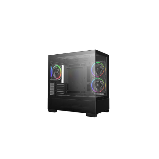 DeepCool CG380 3F Micro-ATX Gaming Case Black Panoramic Tempered Glass Side Panel, Mesh Airflow Front, 3 Pre-Installed ARGB Fans, USB-C & USB-A Front I/O, Spacious SFF/mATX/ITX Build Support-Cases-Gigante Computers