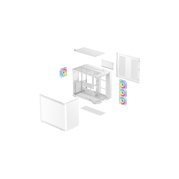 DeepCool CG530U 4F WH Case,White, Mid- Tower, 2x USB 3.0, Tempered Glass Side Window Panel, ITX/Micro ATX/ATX-Cases-Gigante Computers