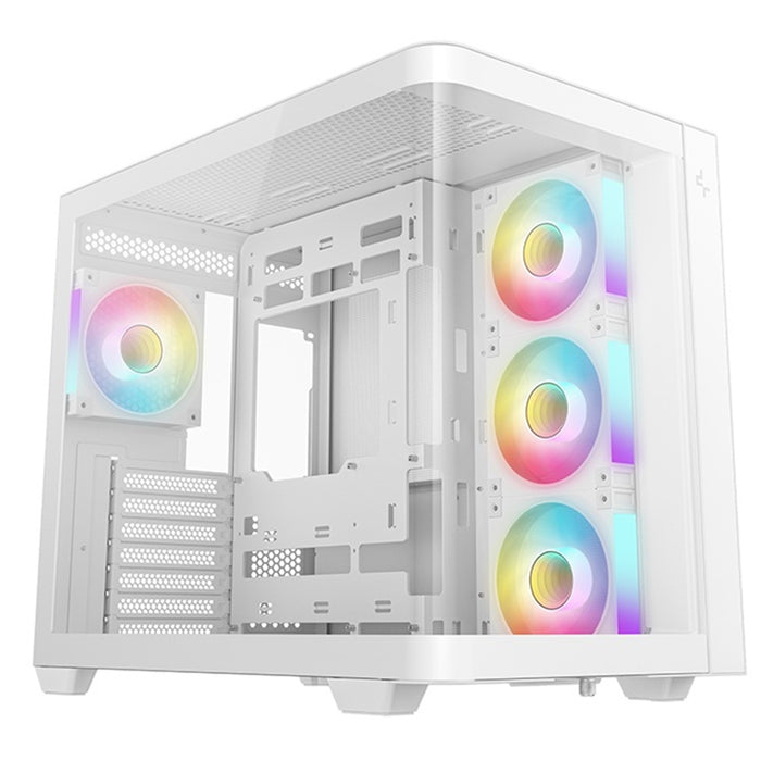 DeepCool CG530U 4F WH Case,White, Mid- Tower, 2x USB 3.0, Tempered Glass Side Window Panel, ITX/Micro ATX/ATX-Cases-Gigante Computers