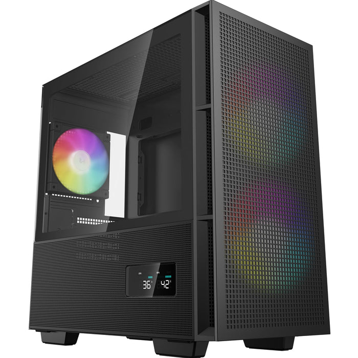 DeepCool CH360 Digital Gaming Case: Black Mid Tower with Tempered Glass Side Window Panel, Advanced Cooling, USB 3.0/USB-C Ports, Pre-Installed Fans, Micro ATX/Mini-ITX-Cases-Gigante Computers