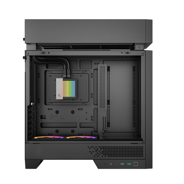 DeepCool CL6600 ARGB Modular Split-Chamber Mid-Tower ATX Case, Tempered Glass Panels, Pre-installed 360mm ARGB Liquid Cooler, 2 x FL12R SE ARGB Fans, USB 3.0, Mini-ITX/Mico-ATX/ATX, Black-Cases-Gigante Computers