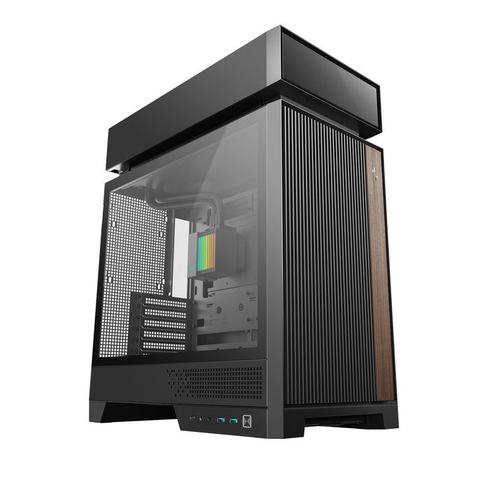 DeepCool CL6600 ARGB Modular Split-Chamber Mid-Tower ATX Case, Tempered Glass Panels, Pre-installed 360mm ARGB Liquid Cooler, 2 x FL12R SE ARGB Fans, USB 3.0, Mini-ITX/Mico-ATX/ATX, Black-Cases-Gigante Computers