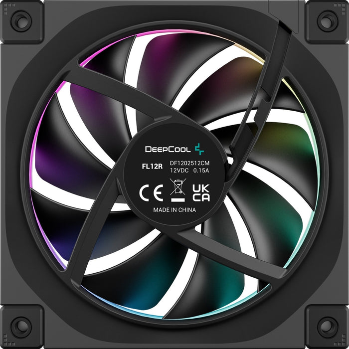 DeepCool FL12 120mm PWM 3 Pack Reverse Fan - High Performance, Low Noise, Fluid Dynamic Bearing, 36 ARGB LEDs, 500-2150 RPM, 55 CFM Airflow, 4-Pin PWM Control-Fans-Gigante Computers
