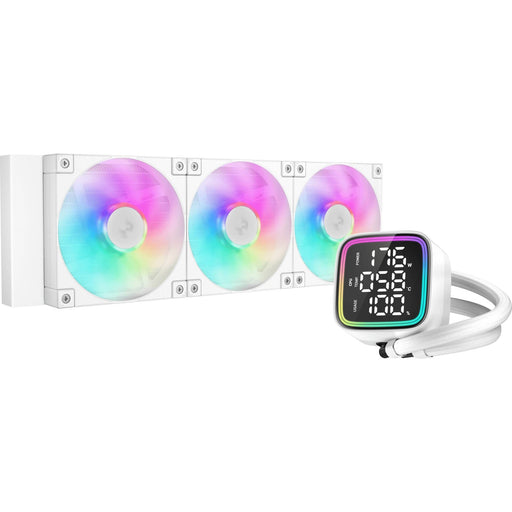 DeepCool LD 360 AIO Liquid CPU Cooler,White, Universal Socket, 360mm Radiator, PWM 2400RPM Cooling Fans, Addressable RGB LED Lighting, Fully Customizable Infinity Mirror Cap Design, Digital Display,-Fans-Gigante Computers