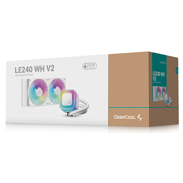 DeepCool LE240 V2 White 240mm Liquid CPU Cooler, Dual 120mm ARGB Fans, Anti-Leak Tech, Quiet Pump, High Performance for Intel & AMD Sockets-Fans-Gigante Computers