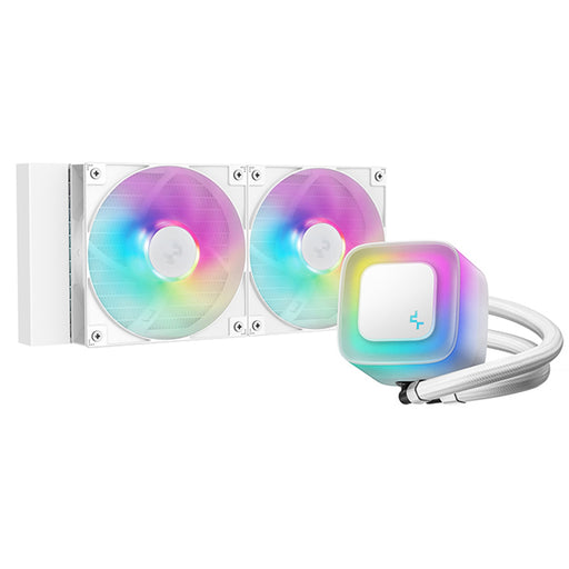 DeepCool LE240 V2 White 240mm Liquid CPU Cooler, Dual 120mm ARGB Fans, Anti-Leak Tech, Quiet Pump, High Performance for Intel & AMD Sockets-Fans-Gigante Computers