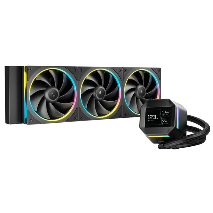 DeepCool LM360 Liquid CPU Cooler with 2.4" IPS Display, 360mm AIO, Triple 120mm ARGB Fans, Anti-Leak Technology, PWM Pump, Intel LGA 1851/1700 & AMD AM5 Compatible, Black-Fans-Gigante Computers