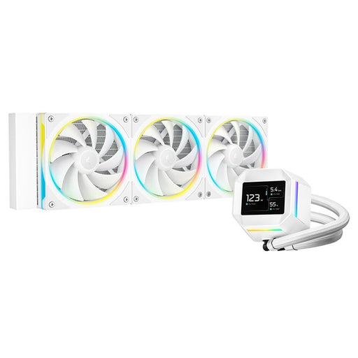 DeepCool LM360 Liquid CPU Cooler with 2.4" IPS Display, 360mm AIO, Triple 120mm ARGB Fans, Anti-Leak Technology, PWM Pump, Intel LGA 1851/1700 & AMD AM5 Compatible, White-Fans-Gigante Computers