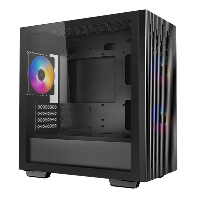 DeepCool MATREXX 40 3FS Micro Tower 1 x USB 3.0 / 1 x USB 2.0 Tempered Glass Side Window Panel Black Case with Tri-Colour LED Fans-Cases-Gigante Computers