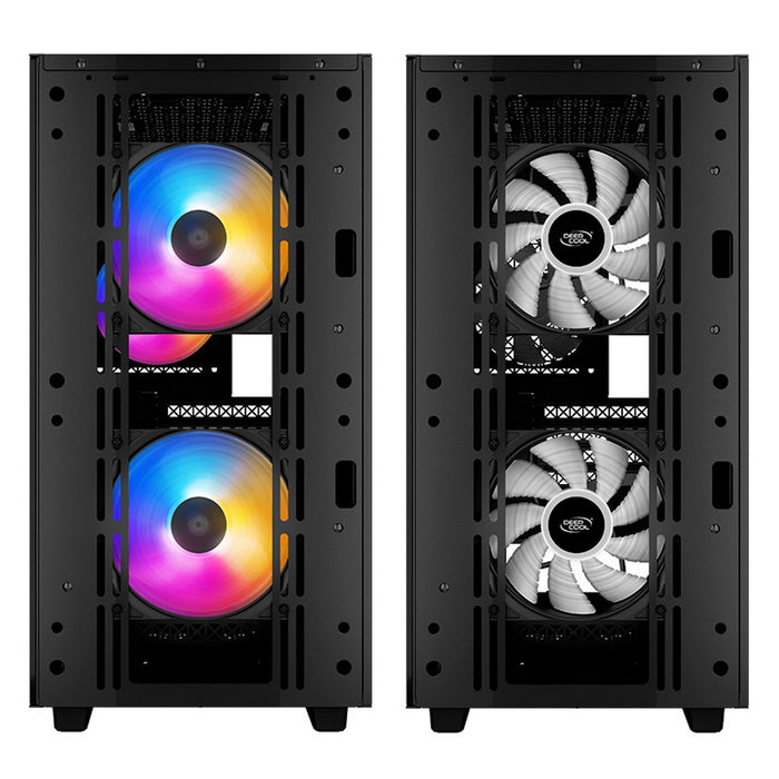 DeepCool MATREXX 40 3FS Micro Tower 1 x USB 3.0 / 1 x USB 2.0 Tempered Glass Side Window Panel Black Case with Tri-Colour LED Fans-Cases-Gigante Computers