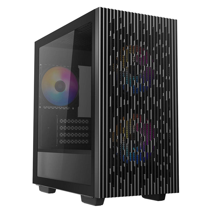 DeepCool MATREXX 40 3FS Micro Tower 1 x USB 3.0 / 1 x USB 2.0 Tempered Glass Side Window Panel Black Case with Tri-Colour LED Fans-Cases-Gigante Computers