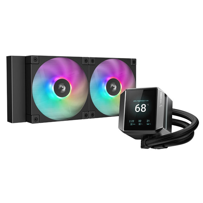 DeepCool Mystique 240 CPU Cooler, ARGB, Personalized Cooling with 2.8" TFT LCD Screen and Enhanced Pump Performance, 5 year warranty-Fans-Gigante Computers