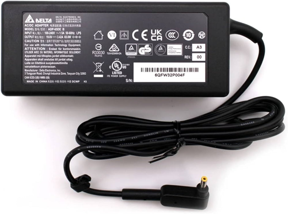 Delta 65W 19V 3.42A 3.0mm x 1.0mm Laptop Charger-Power Adapters-Gigante Computers