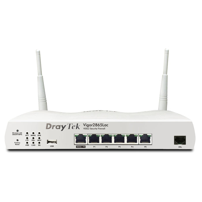 DrayTek V2865LAC-K Vigor 2865Lac Wireless 5 AC Multi-WAN Firewall VDSL/4G LTE Integrated Modem Router with VOIP Functionality-Networking-Gigante Computers