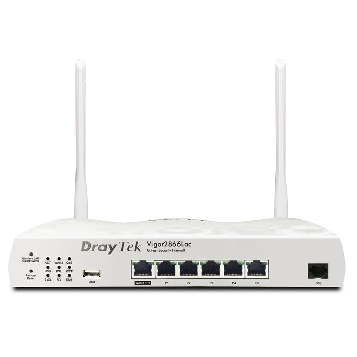 DrayTek V2866VAC-K Vigor 2866Vac Wireless 5 AC SoHo Firewall Dual-WAN VDSL/ADSL/G.FAST Modem Router with VOIP Functionality-Networking-Gigante Computers