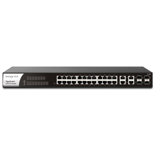 DrayTek VSP1282-K VigorSwitch P1282 24 Port Gigabit POE Smart Managed Switch with 4x 10GbE SFP Ports-Networking-Gigante Computers
