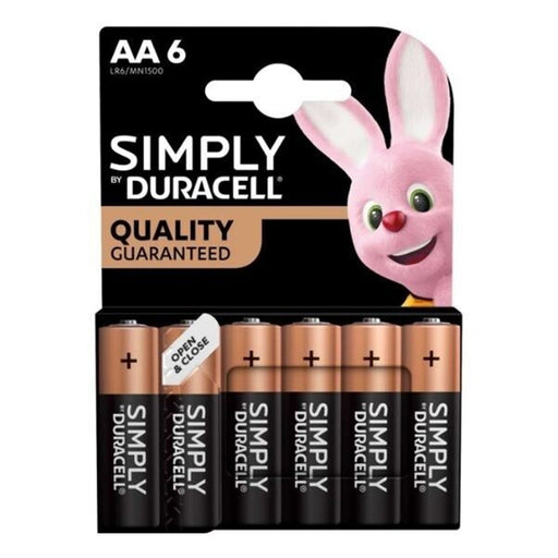 Duracell Simply Alkaline Pack of 6 AA Batteries-Batteries-Gigante Computers