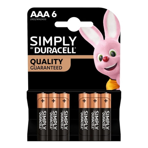 Duracell Simply Alkaline Pack of 6 AAA Batteries-Batteries-Gigante Computers