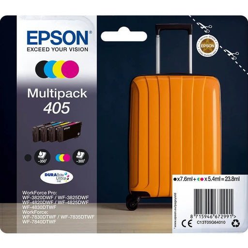 Epson 405 Multipack (Original) - Black, Cyan, Magenta, Yellow DURABrite Ultra Ink Cartridges for Workforce WF-7310, 7830, 7835, 7840, Pro WF-3820, 3825, 4820, 4825, 4830 - 4-Pack-Inks-Gigante Computers