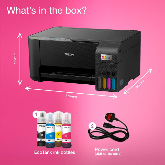 Epson EcoTank ET-2860 C11CJ67425 Multifunction Wi-Fi Ink Tank Printer Colour Wireless All-in-One A4, 5760x1440 DPI-Printers-Gigante Computers