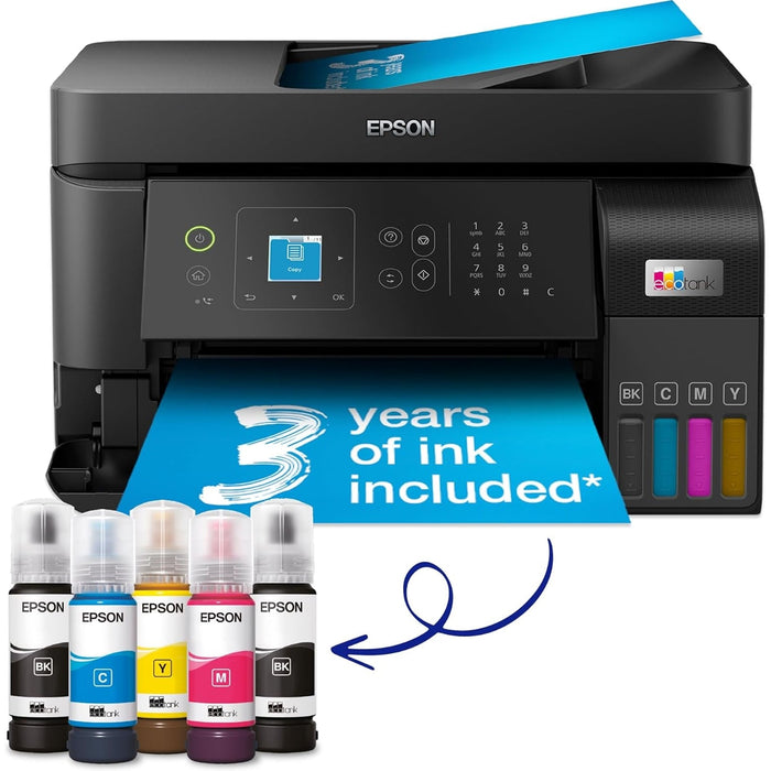 Epson EcoTank ET-3760 All-in-One Printer with Cartridge-Free Printing, Wireless, Scanner, Copier, and High-Yield Ink Perfect for Home or Office-Printers-Gigante Computers