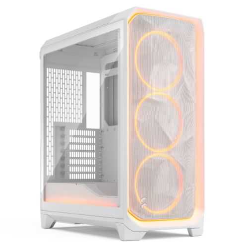 Fractal Design Meshify 3 Ambience Pro RGB (White TG Clear) Gaming Case w/ Clear Window, E-ATX, Mesh Front, 3x RGB Fans, Adjust Pro Hub, USB-C 20Gbps-Cases-Gigante Computers