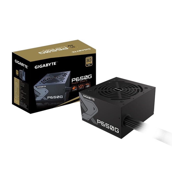 GIGABYTE P650G 650W PSU, 120mm Silent Hydraulic Bearing Fan, 80 PLUS Gold, Non Modular, UK Plug, 100% Japanese Capacitors, Single +12V Rail-Power Supplies-Gigante Computers