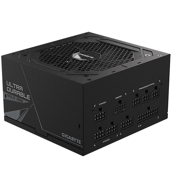 GIGABYTE UD850GM PG5 850W PSU, 120mm Smart Hydraulic Bearing Fan, 80 PLUS Gold, Fully Modular, UK Plug, High-Quality Japanese Capacitors, Support for PCIe Gen 5.0 Graphics Cards with High Quality Native 16-pin Cable-Power Supplies-Gigante Computers