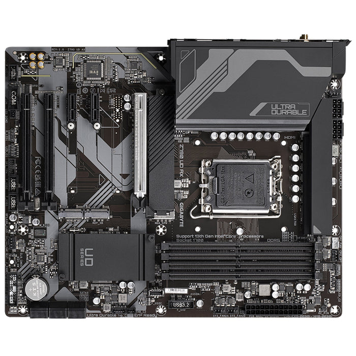 GIGABYTE Z790 UD AX Intel Z790 Chipset (Socket 1700) ATX Motherboard, Intel Z790, S 1700, DDR5, PCIe 5.0, SATA3, 3x M.2, 2.5GbE, WiFi 6E/BT, USB 3.2 Gen 2x2, ATX-Motherboards-Gigante Computers