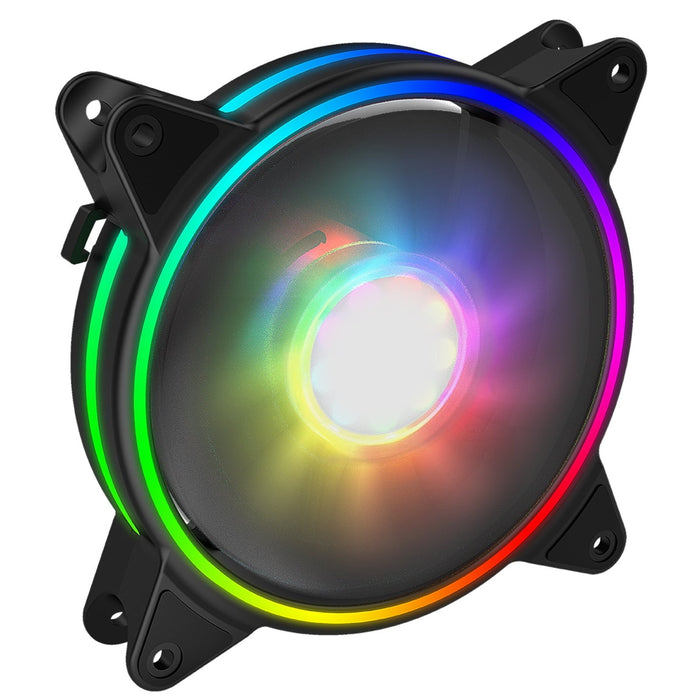 GameMax Razor Extreme 12cm PWM ARGB Dual Ring Case Fan, Hydro Bearing, 24 LEDs, Anti-Vibration, 3-pin, Up to 1200 RPM-Cooling-Gigante Computers