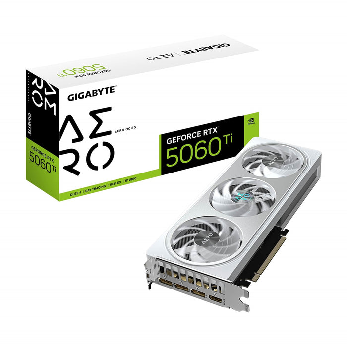 GeForce RTX 5060 Ti AERO OC 8GB GDDR7 Graphics Card, 4608 CUDA Cores, 2647 MHz Core Clock, Triple Fan, 3x DisplayPorts / 1x HDMI Port-Graphics Cards-Gigante Computers