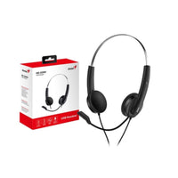 Genius HS-220U Ultra Lightweight Headset with Mic, USB Connection, Plug and Play, Adjustable Headband and microphone with In-line Volume Control, Black-Speakers-Gigante Computers