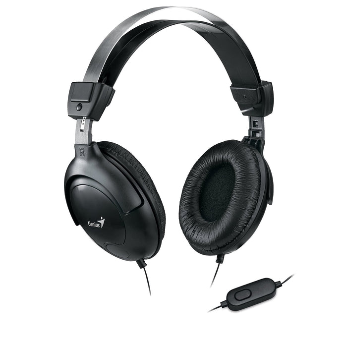 Genius HS-M505X Noise-cancelling Headset with Mic, 3.5mm Connection, Plug and Play with Adjustable Headbandand, In-line microphone and Volume Control, Black-Speakers-Gigante Computers