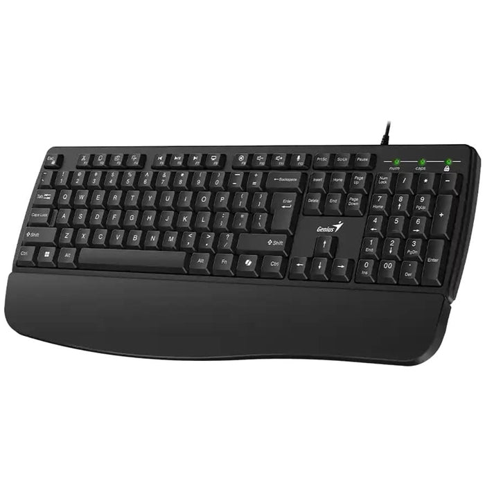 Genius KB-123 Wired AI Copilot Business Keyboard with Palm Rest, USB Plug and Play, Multimedia Function Keys, Full Size UK Layout Design for Home or Office, Black-Keyboard-Gigante Computers