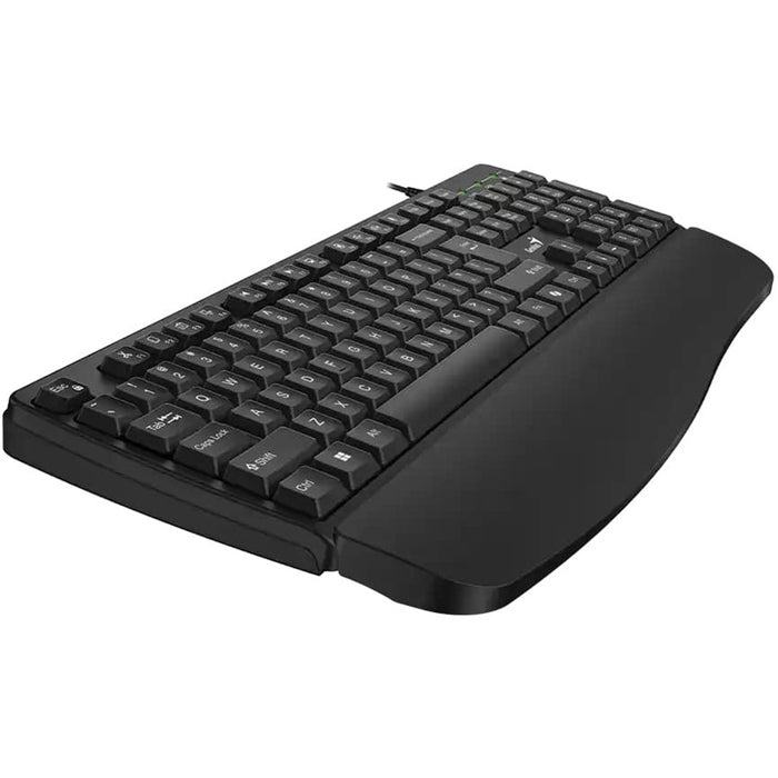 Genius KB-123 Wired AI Copilot Business Keyboard with Palm Rest, USB Plug and Play, Multimedia Function Keys, Full Size UK Layout Design for Home or Office, Black-Keyboard-Gigante Computers