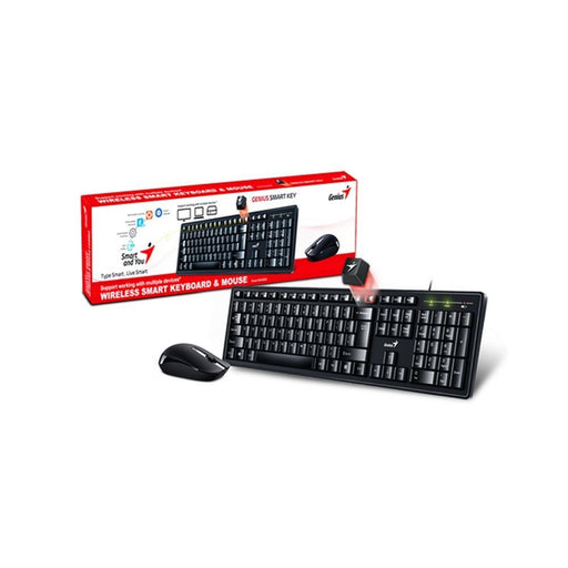 Genius KM-8200 Wireless Smart Keyboard and Mouse Combo Set, Customizable Function Keys, Multimedia, Full Size UK Layout and Optical Sensor Mouse, 1000dpi, designed for Home or Office-Keyboard-Gigante Computers